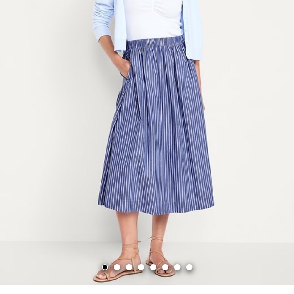 Old Navy Blue and White Striped Midi Skirt